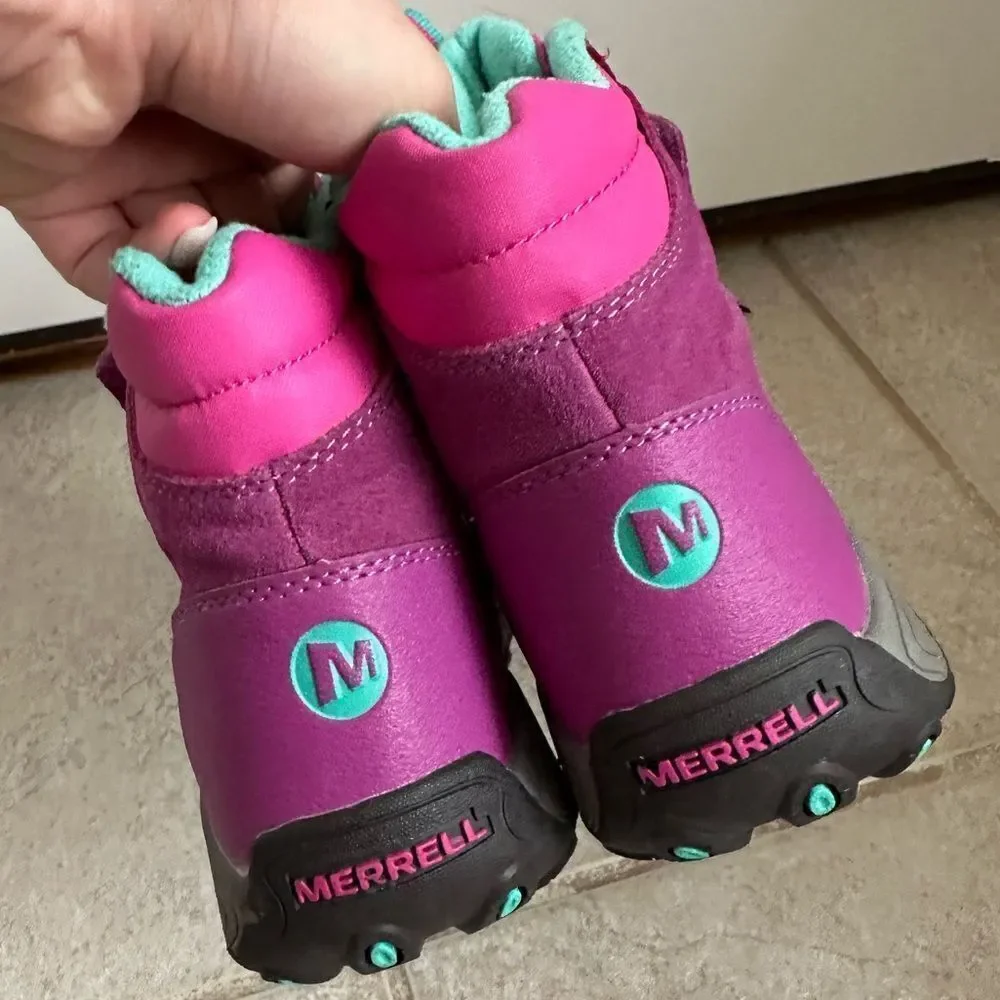 Merrell Girls‎ Moab Polar Mid Strap 2.0 Pink shoes Waterproof Snow Boots size 5